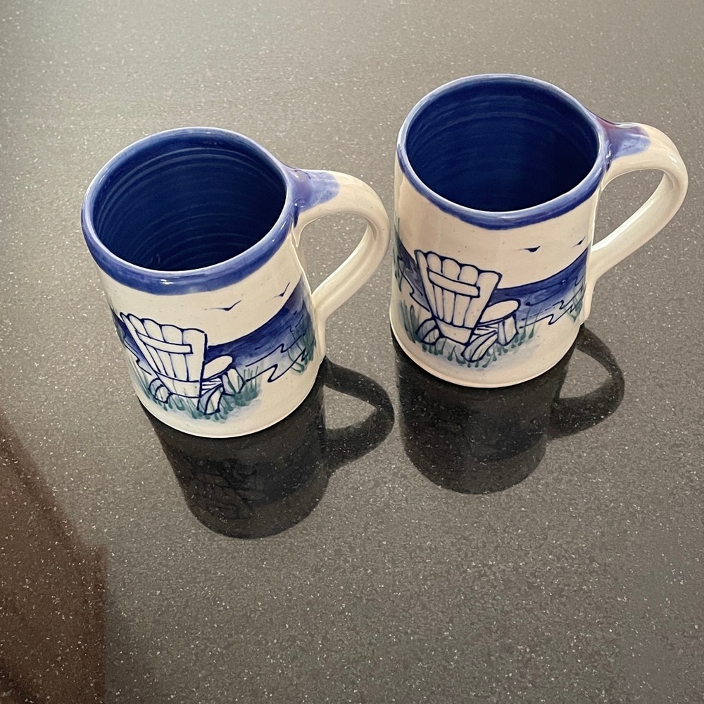 Blue and White Ceramic Mugs Set